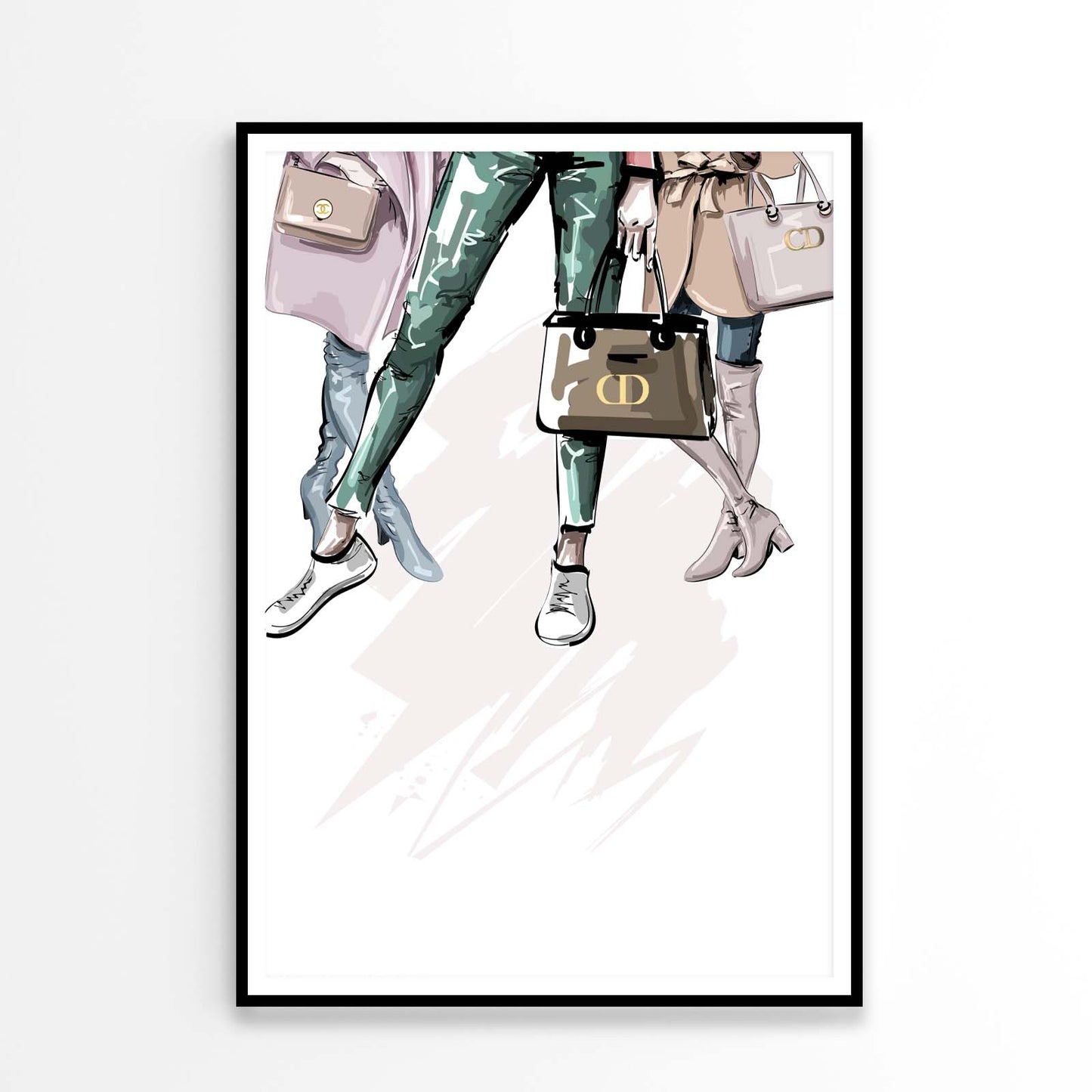 Fancy Ladies with Their Luxury Bags Design Home Decor Premium Quality Poster Print Choose Your Sizes