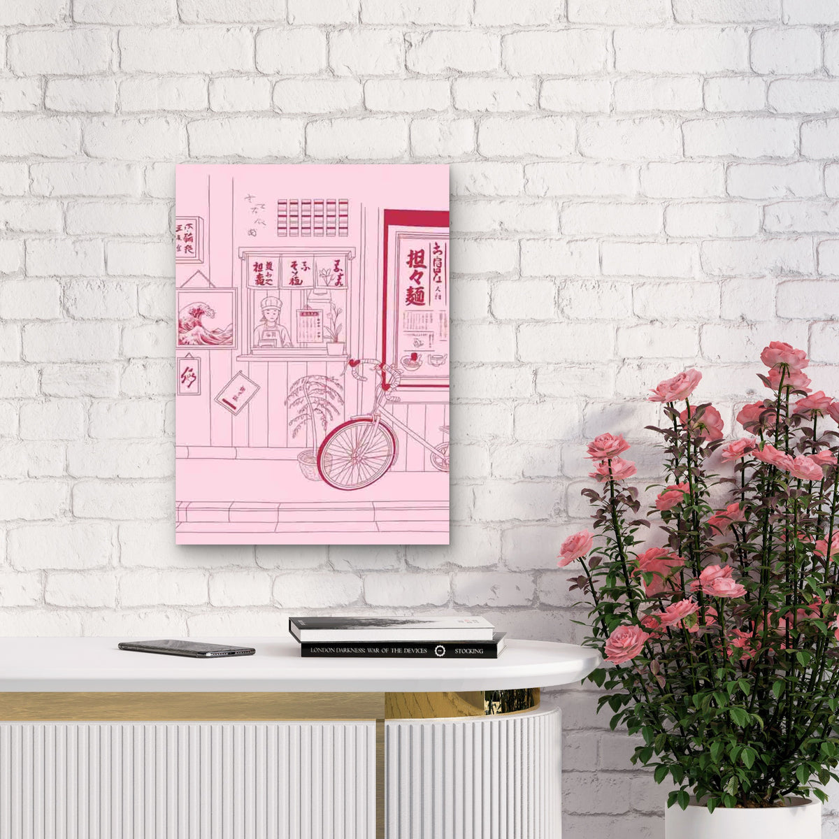 Japanese Ramen Shop Interior Scene Metal Print Ready to Hang