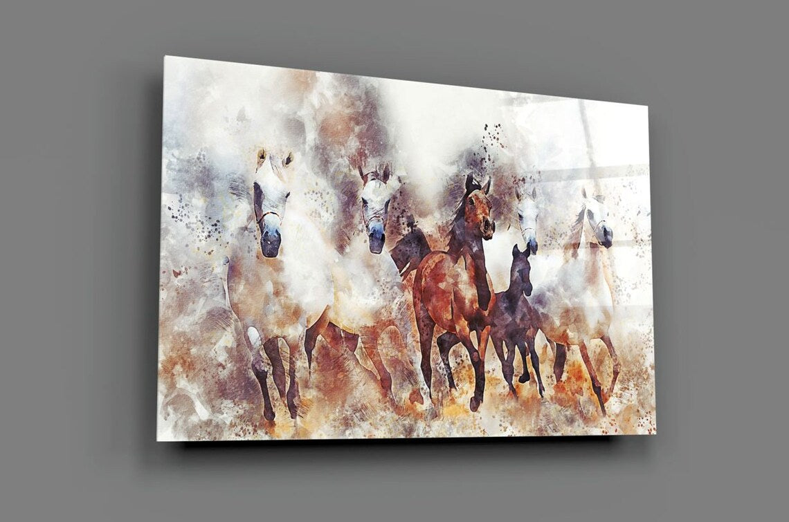 Abstract Horses Art UV Direct Aluminum Print Australian Made Quality