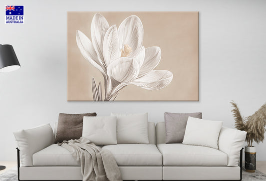 Sepia Crocus Bloom Neutral Spring Flower  Wall Art Decor 100% Australian Made