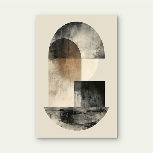 Neutral Stone Geometric Shapes 60x90cm Metal Print Ready to Hang - Bella Home Decor