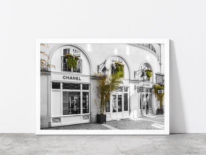 Plants near Fashion Store B&W Photograph Glass Framed Wall Art, Ready to Hang Quality Print Without White Border White