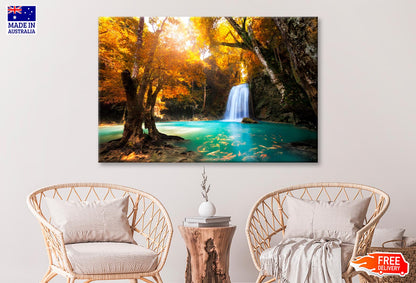 Deep Forest Waterfall in Kanchanaburi, Thailand  Wall Art Decor 100% Australian Made