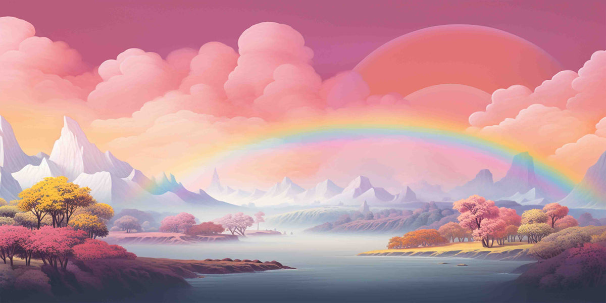 Rainbow Valley Pastel Skies Wall Art Canvas Office Home Room Framed 120x60 cm