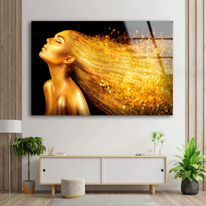 Gold Girl Photograph UV Direct Aluminum Print Australian Made Quality