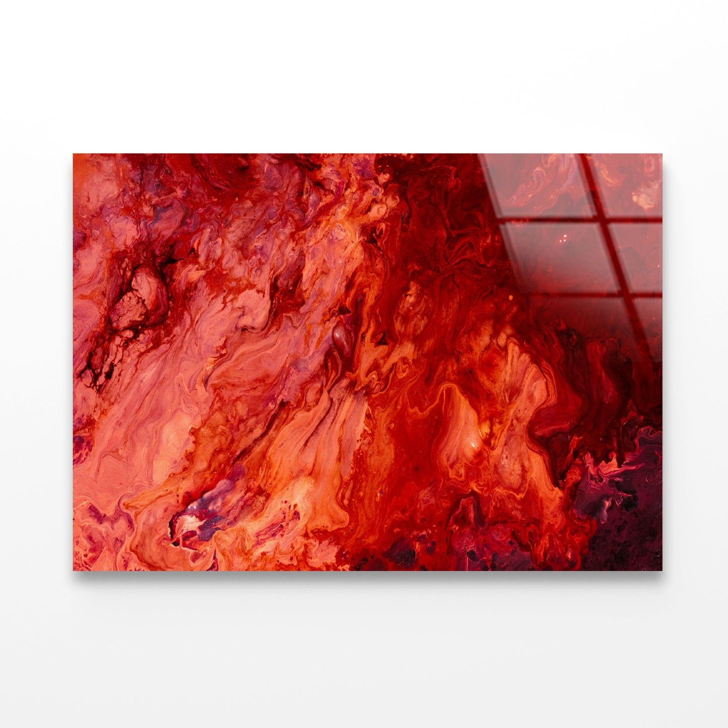 Splash Painting in Shades of Red Acrylic Glass Print Tempered Glass Wall Art 100% Made in Australia Ready to Hang