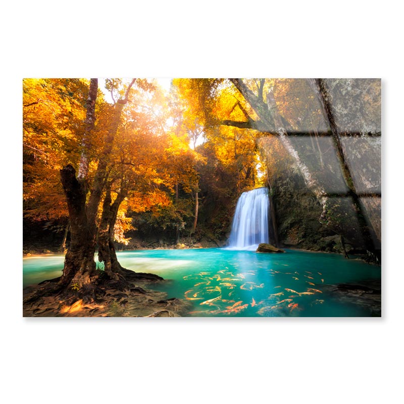 Deep Forest Waterfall in Kanchanaburi, Thailand  Acrylic Glass Print Tempered Glass Wall Art 100% Made in Australia Ready to Hang