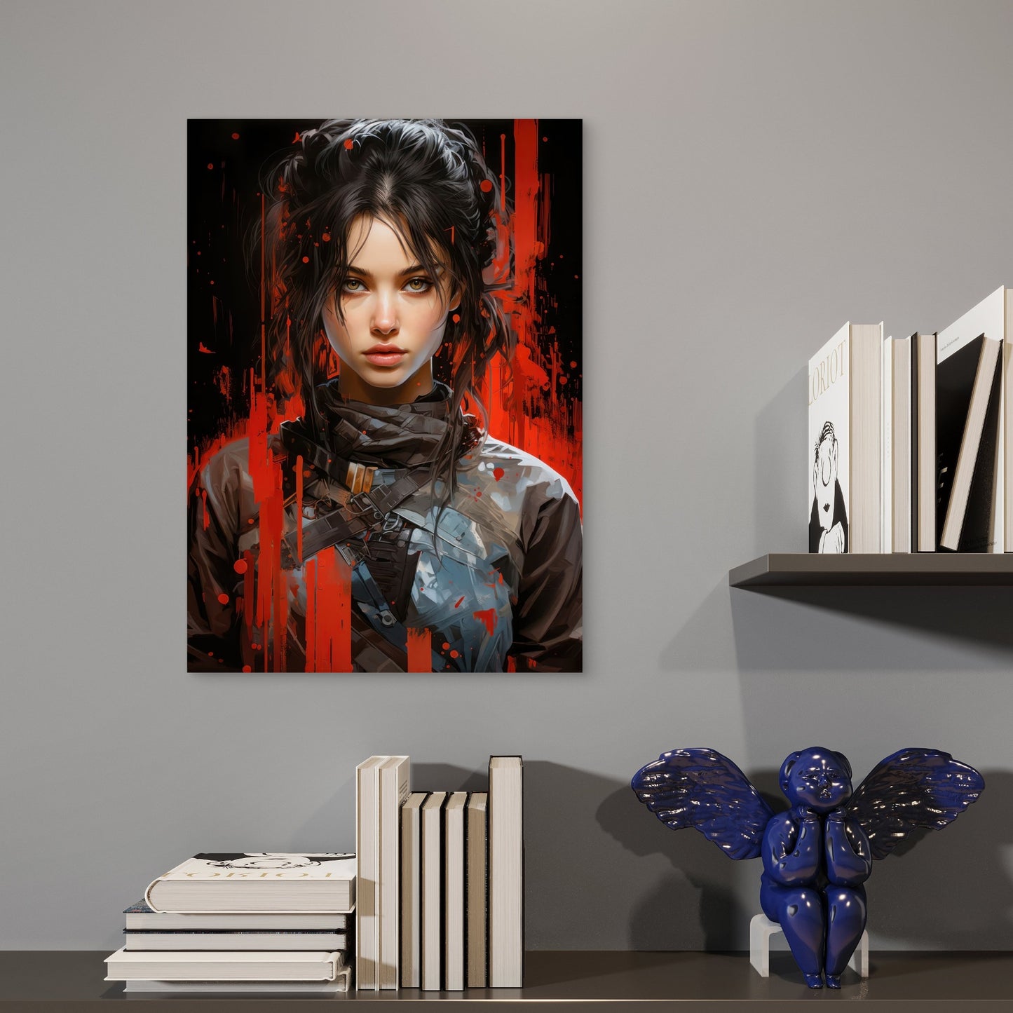 Sci-Fi Girl Rebel Face 60x90cm Metal Print Ready to Hang