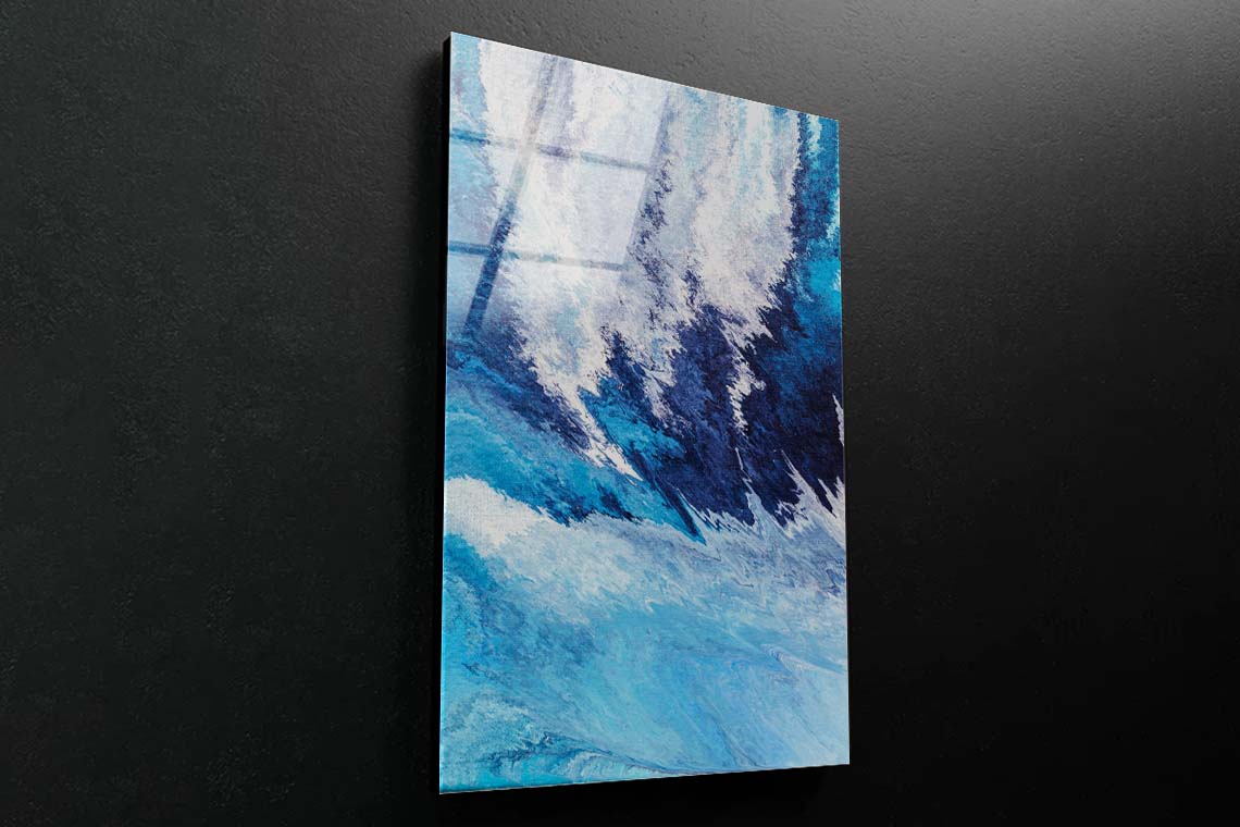 Oil Paint Blue Abstract Acrylic Glass Print Tempered Glass Wall Art 100% Made in Australia Ready to Hang