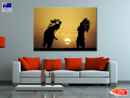 Native American Tribe with Sunset Print 100% Australian Made