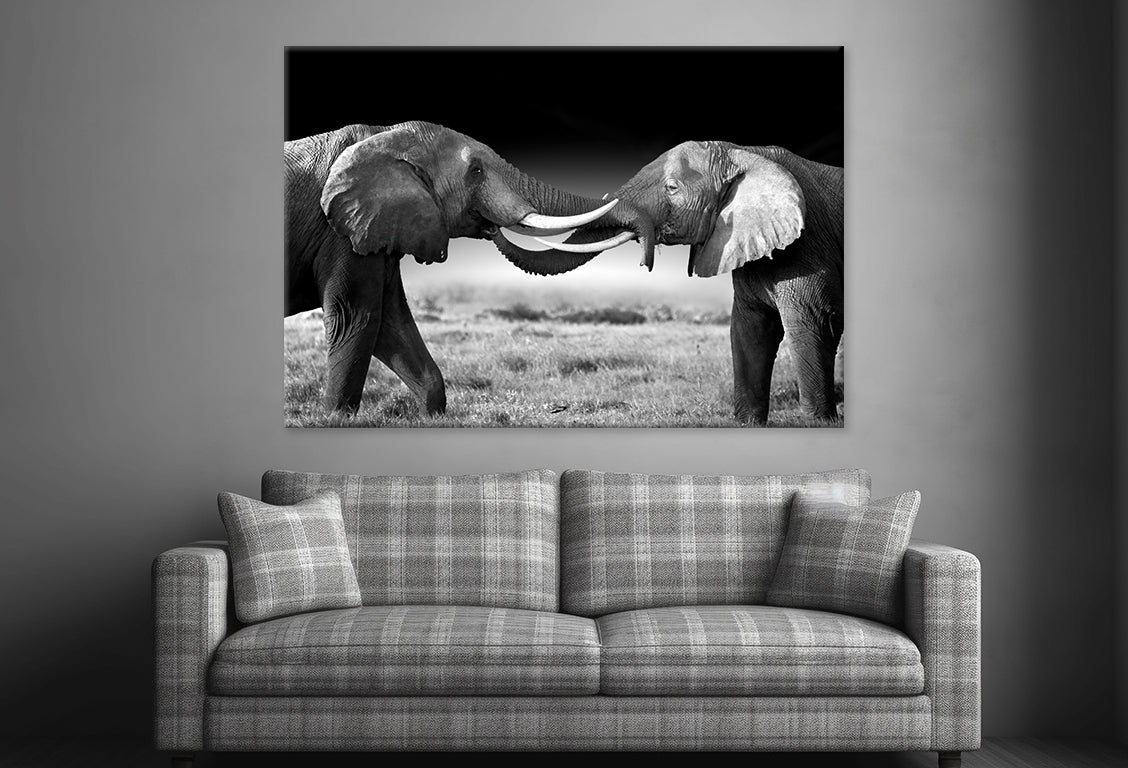 Elephants Touching Trunks Kenya Wall Art Decor 100% Australian Made