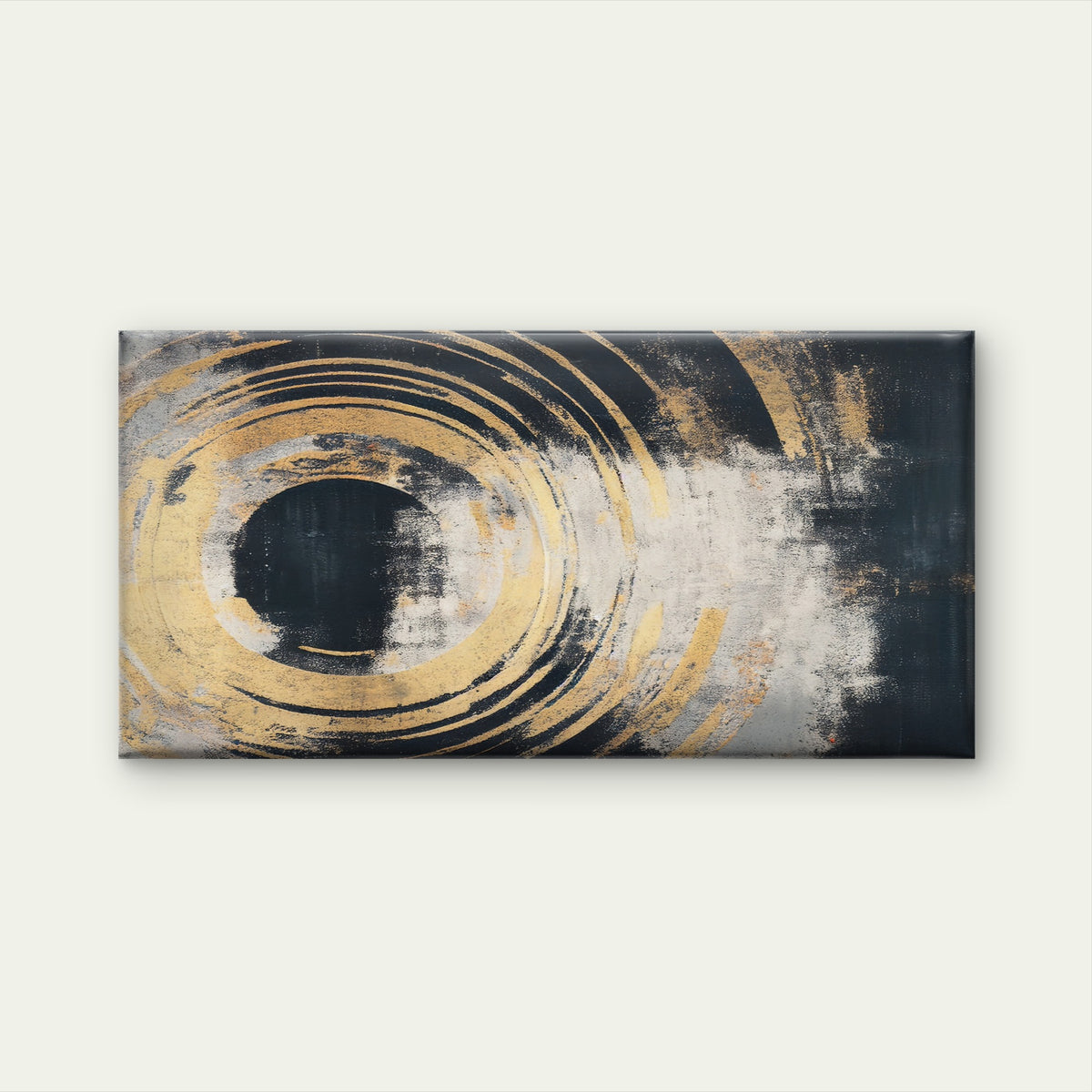 Gold Zen Circle Texture Wall Art Canvas Office Home Room Framed 120x60cm