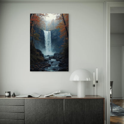 Scenic Forest Waterfall Landscape 40x60cm Metal Print Ready to Hang