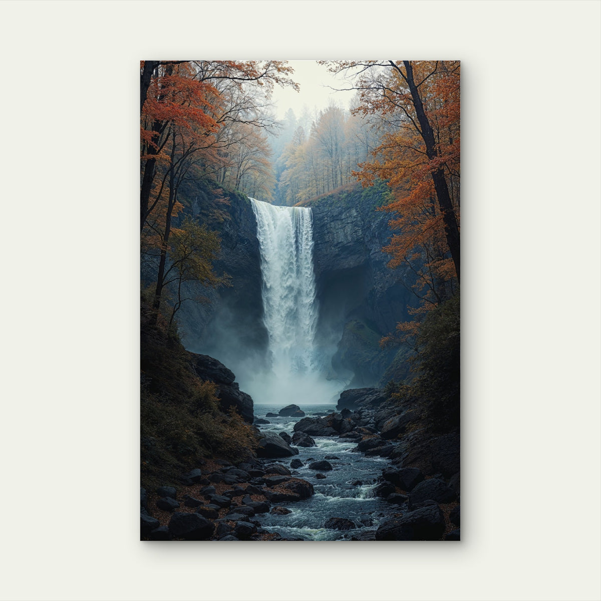 Scenic Forest Waterfall Landscape 60x90cm Metal Print Ready to Hang