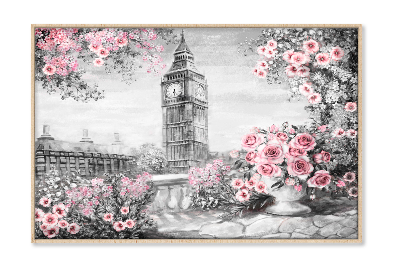 Summer In London, Gentle City Oil Painting Wall Art Limited Edition High Quality Print Canvas Box Framed Natural