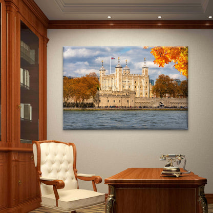 Tower of London along Thames River in Autumn UK Wall Art Decor 100% Australian Made