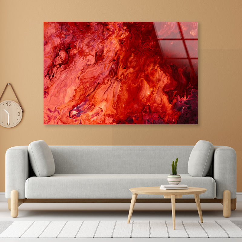 Splash Painting in Shades of Red Acrylic Glass Print Tempered Glass Wall Art 100% Made in Australia Ready to Hang