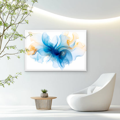 Blue Gold Abstract Smoke Wall Art Decor 100% Australian Made - Bella Home Decor