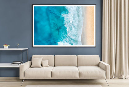 Beach And Waves from Top View Home Decor Premium Quality Poster Print Choose Your Sizes