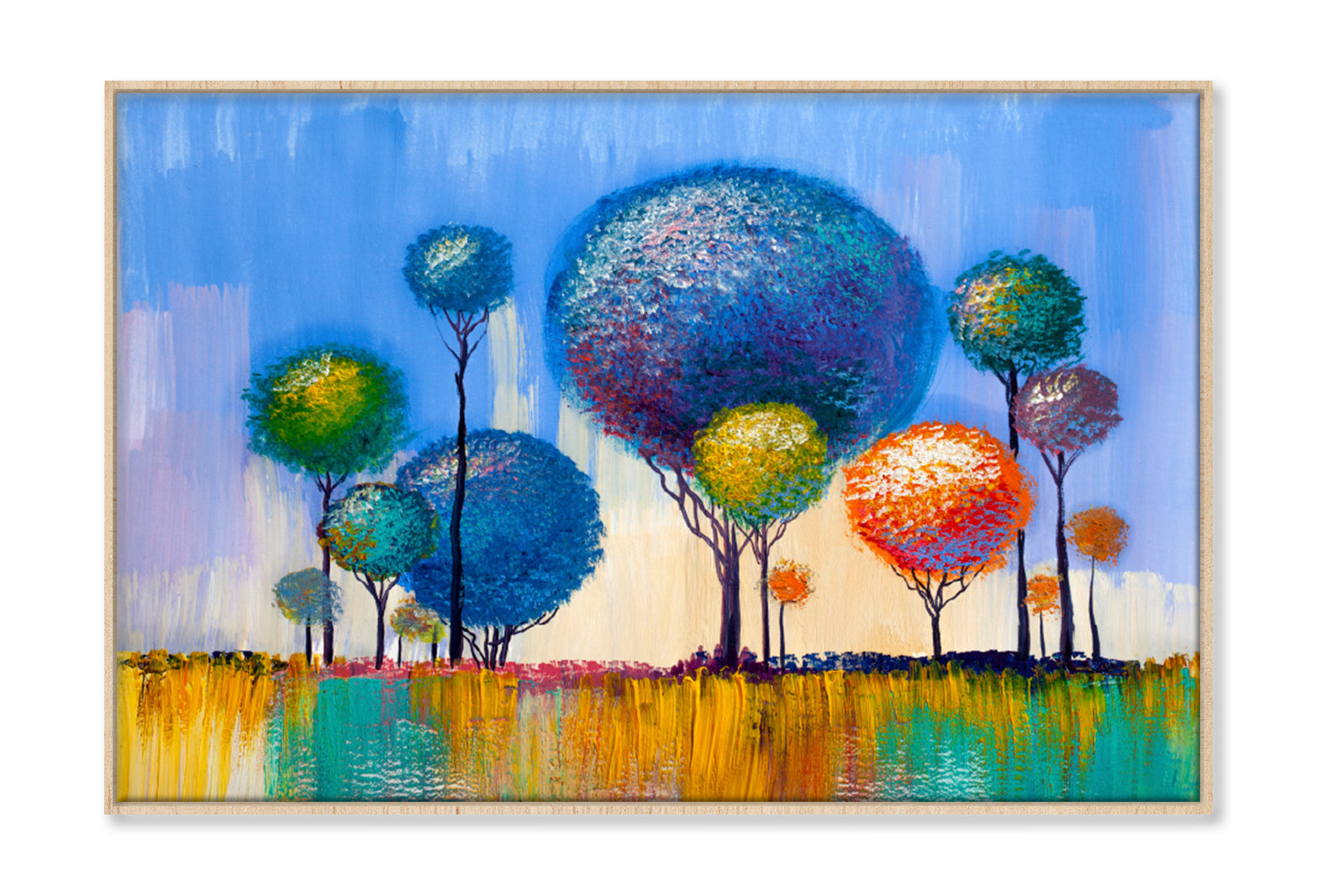 Colorful Trees Oil Painting Limited Edition High Quality Print Canvas Box Framed Natural