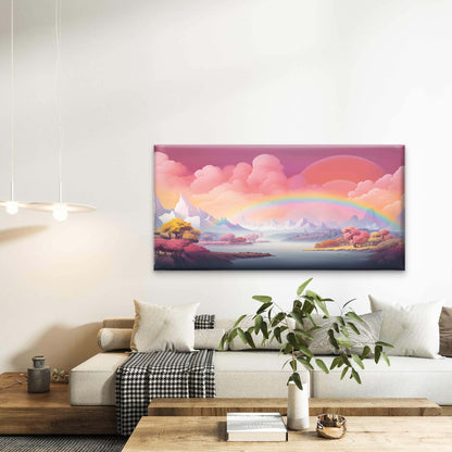 Rainbow Valley Pastel Skies Wall Art Canvas Office Home Room Framed 120x60 cm
