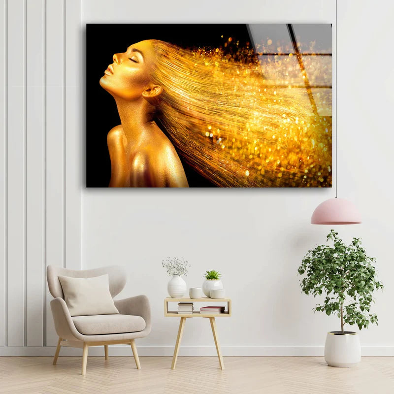 Gold Girl Photograph UV Direct Aluminum Print Australian Made Quality