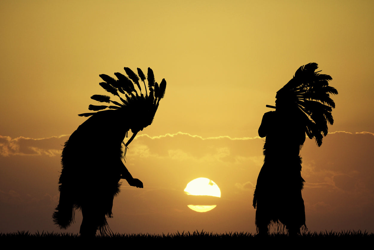 Native American Tribe with Sunset Home Decor Premium Quality Poster Print Choose Your Sizes