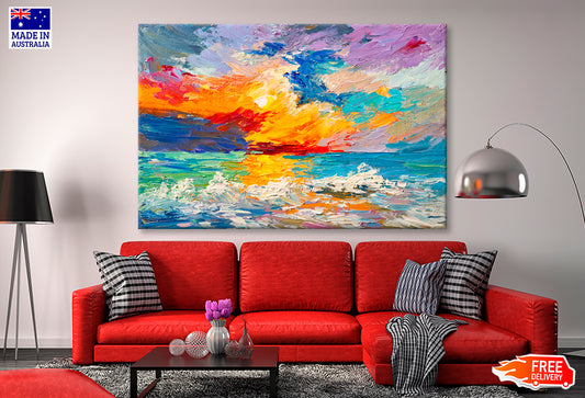 Multicolored Sunset On The Horizon Oil Painting Wall Art Limited Edition High Quality Print