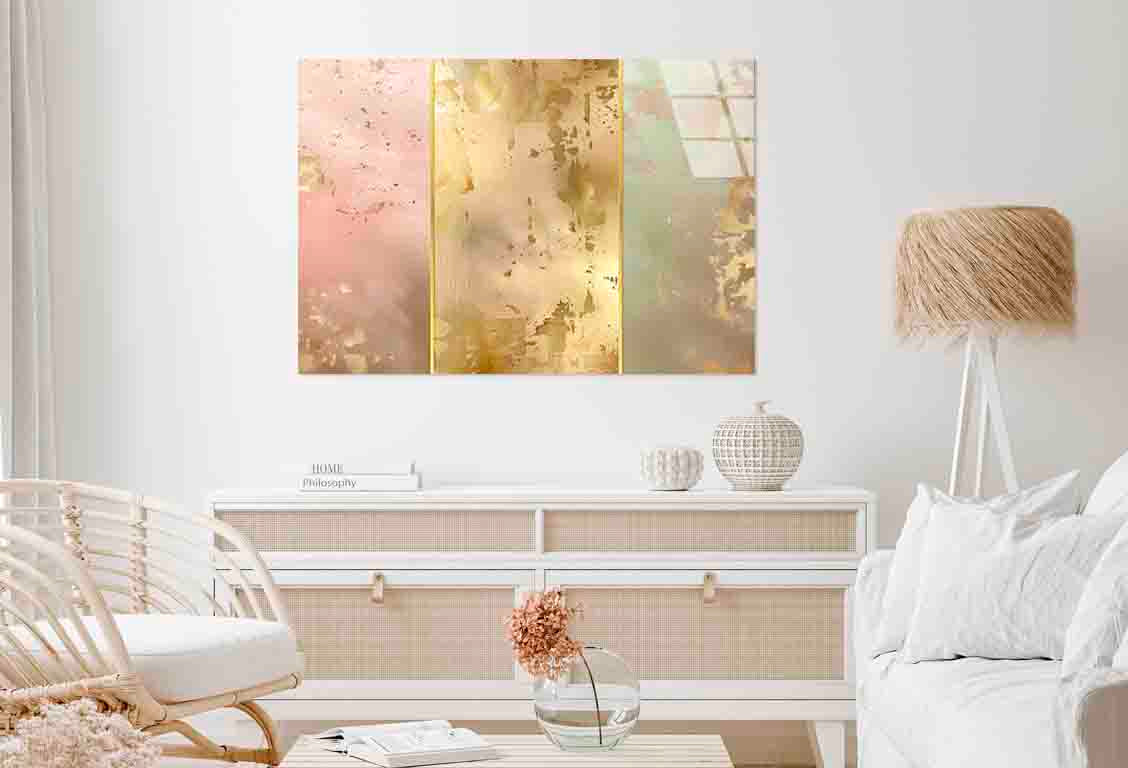 Opulent Pastel Triptych Tempered Glass Printing Wall Art Australian Made Quality