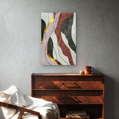 Abstract Flowing Gold Shapes Texture 60x90cm Metal Print Ready to Hang