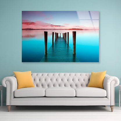 The Pier Is a Landing Stage on The Banks of Derwentwater Acrylic Glass Print Tempered Glass Wall Art 100% Made in Australia Ready to Hang