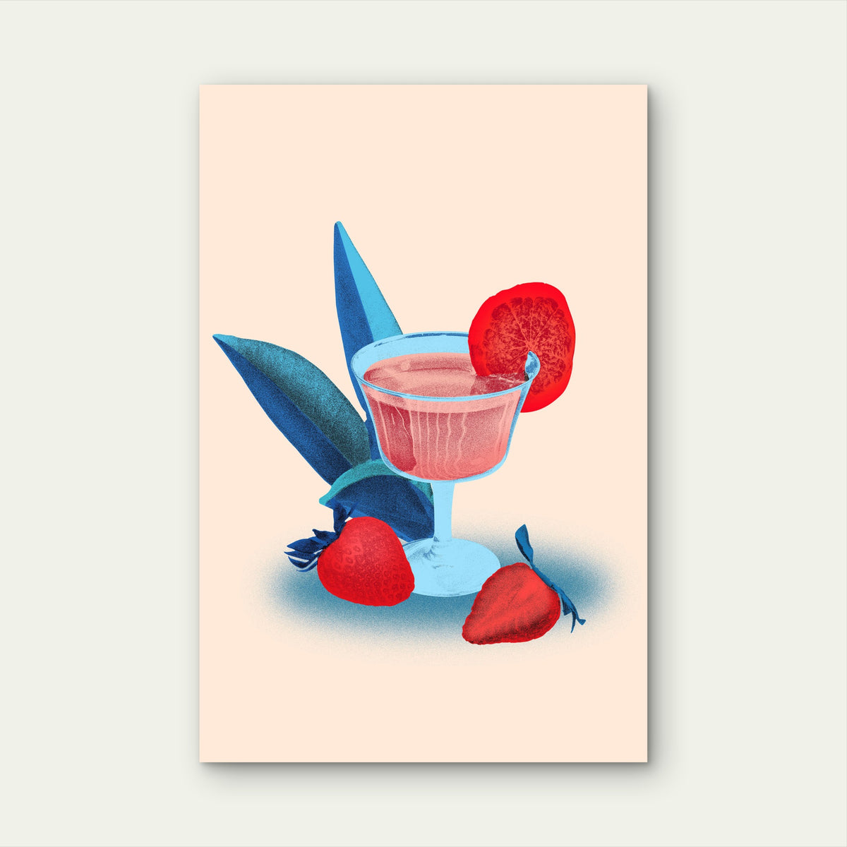 Strawberry Cocktail Drink 60x90cm Metal Print Ready to Hang