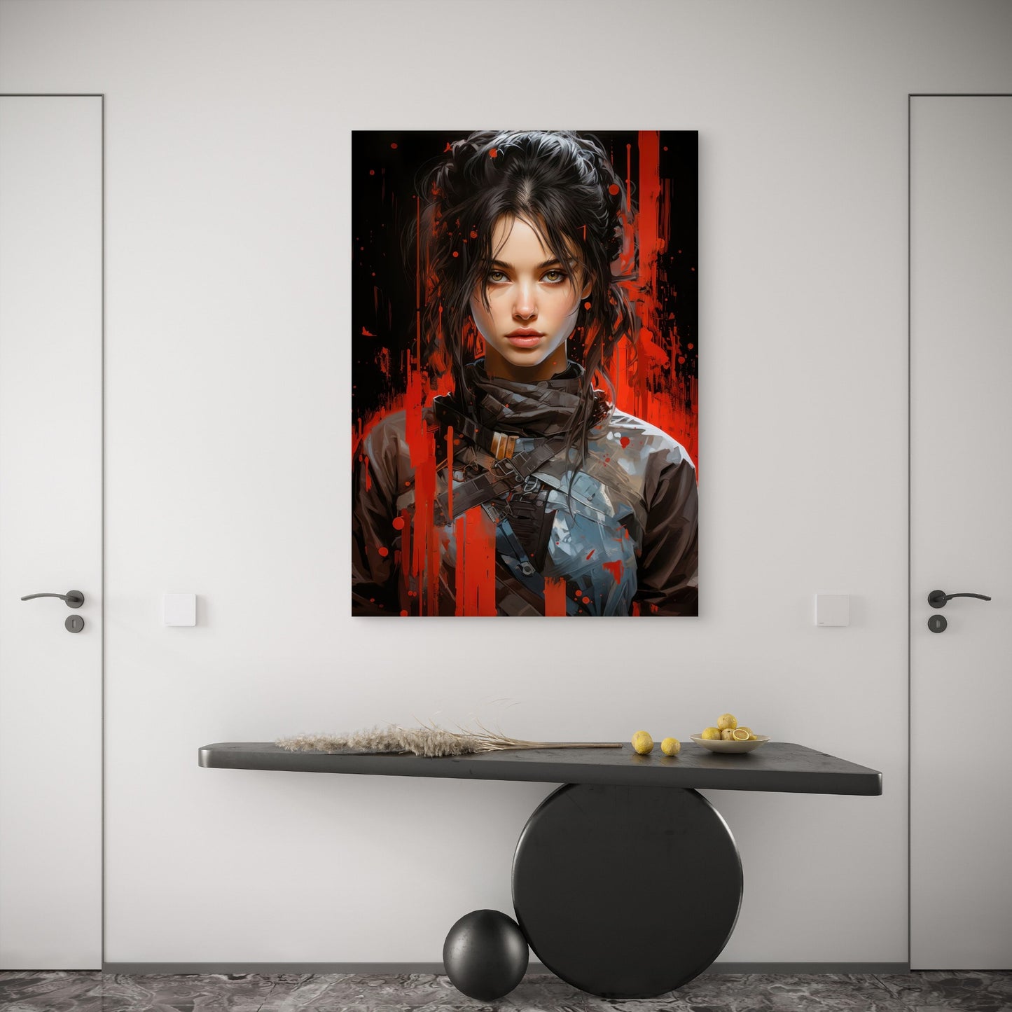Sci-Fi Girl Rebel Face 60x90cm Metal Print Ready to Hang