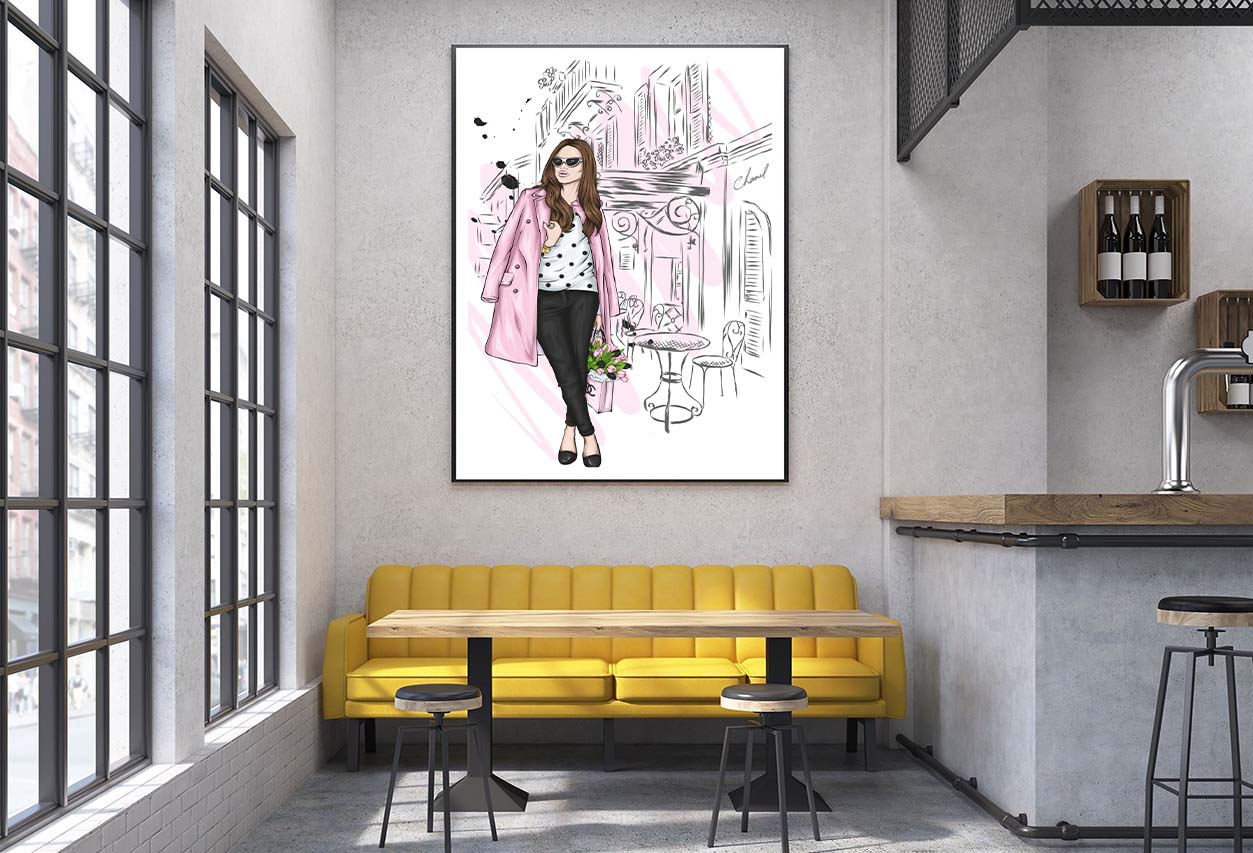 Modern Fashion Store with Girl Design Home Decor Premium Quality Poster Print Choose Your Sizes