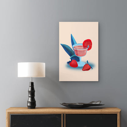 Strawberry Cocktail Drink 60x90cm Metal Print Ready to Hang