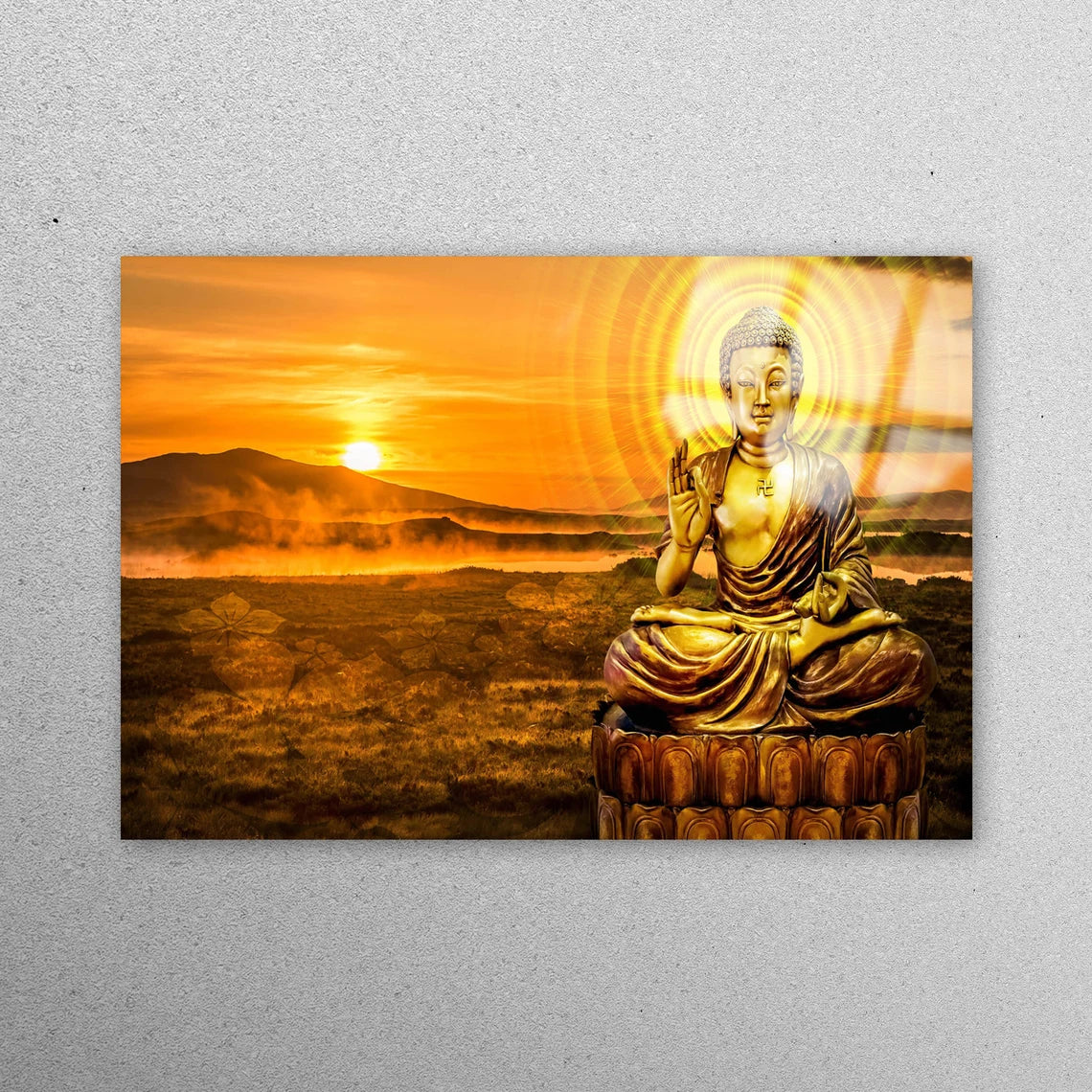 Golden Buddha Acrylic Glass Print Tempered Glass Wall Art 100% Made in Australia Ready to Hang