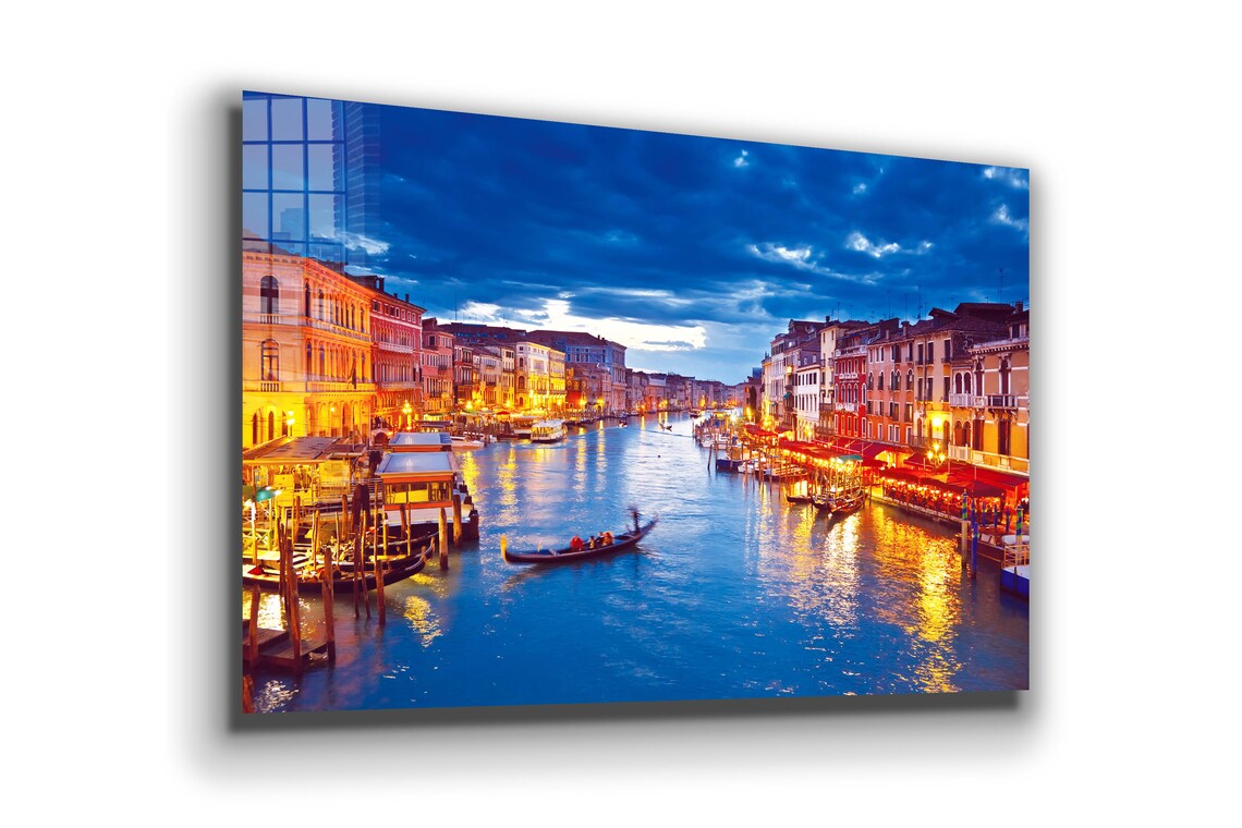 Canal in Italy Night UV Direct Aluminum Print Australian Made Quality