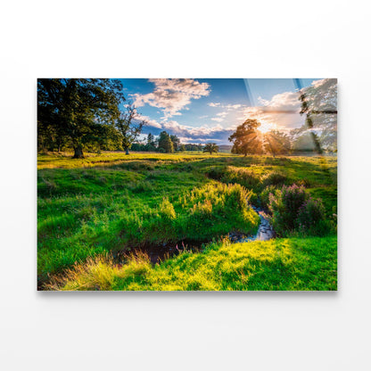 River Aln under Golden Light Acrylic Glass Print Tempered Glass Wall Art 100% Made in Australia Ready to Hang