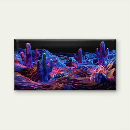 Neon Synthwave Desert Cactus Wall Art Canvas Office Home Room Framed 120x60 cm
