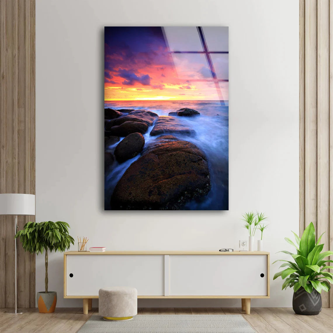 Sea With Rocks Sunset UV Direct Aluminum Print Australian Made Quality