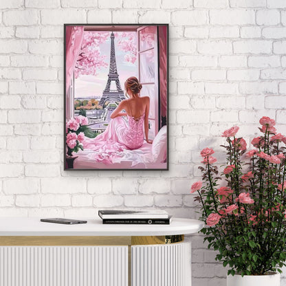 Minimalist Stylish Woman Paris Eiffel Tower Painting Fashion Home Decor Premium Quality Poster Print Choose Your Sizes