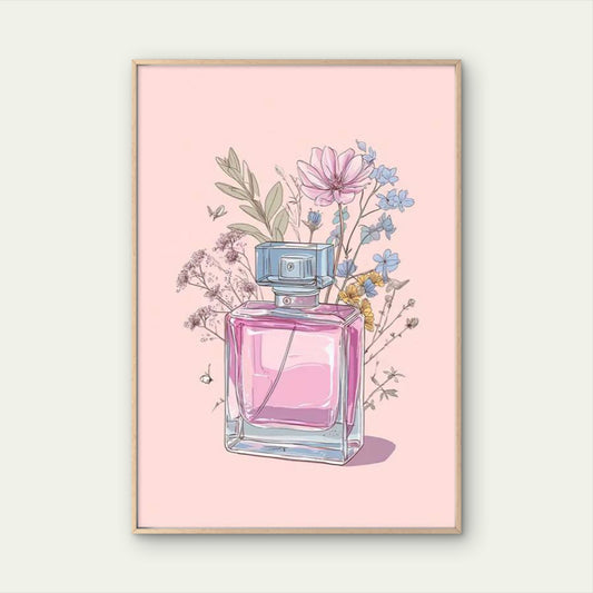 Manga-Style Perfume Light Pink Botanical Bottle Fashion Home Decor Premium Quality Poster Print Choose Your Sizes