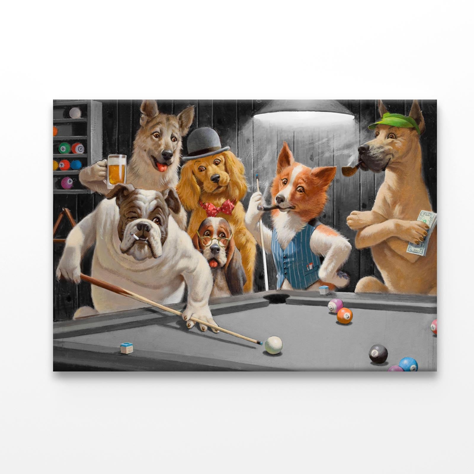 Dogs Playing Pool Acrylic Glass Print Tempered Glass Wall Art 100% Made in Australia Ready to Hang