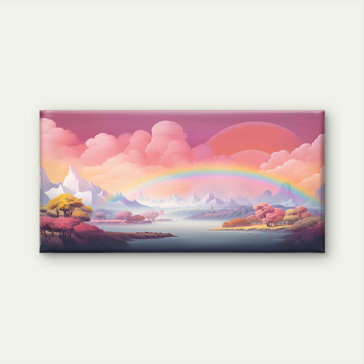 Rainbow Valley Pastel Skies Wall Art Canvas Office Home Room Framed 120x60 cm