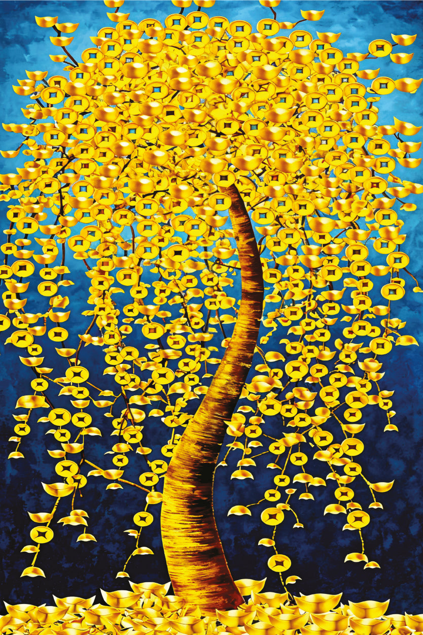 Yellow Flower Trees Painting Wall Art Decor 100% Australian Made