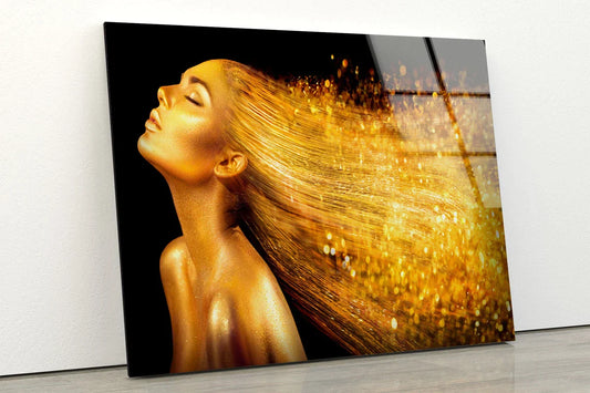 Gold Girl Photograph UV Direct Aluminum Print Australian Made Quality