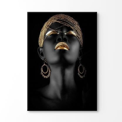 Golden Mackup With Women Face Photograph Print 100% Australian Made