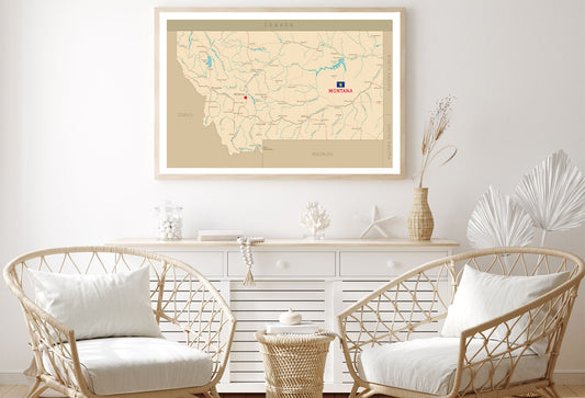 Road Map of Montana Home Decor Premium Quality Poster Print Choose Your Sizes