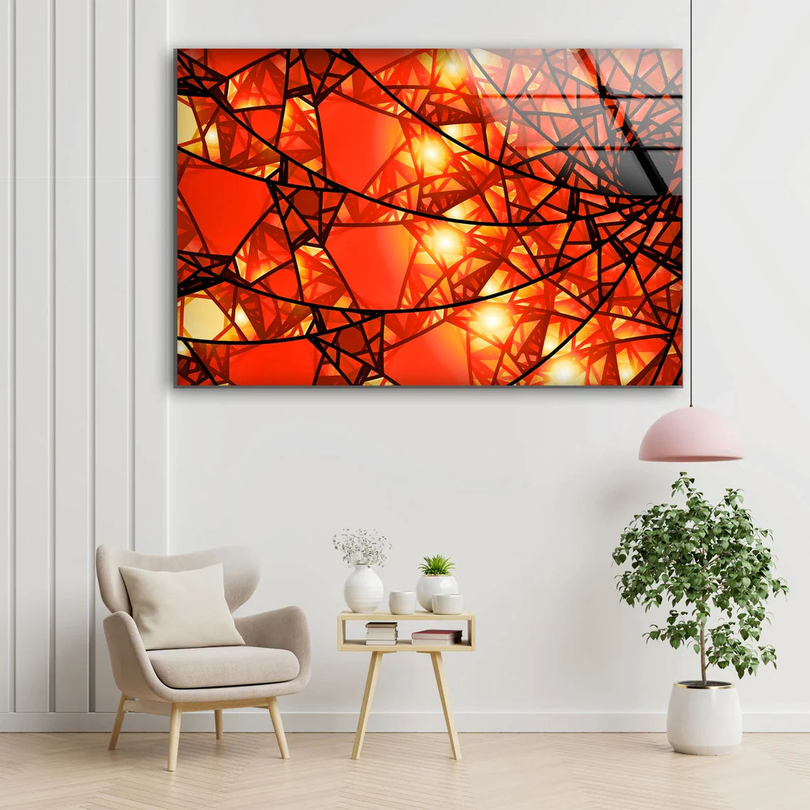 Red & Orange Abstract UV Direct Aluminum Print Australian Made Quality