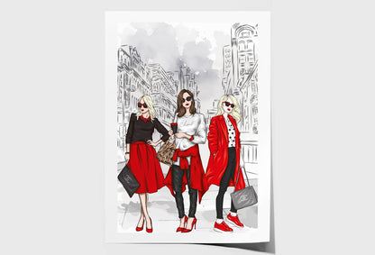 Stylish Women with Fashion Store Wall Art Limited Edition High Quality Print Unframed Roll Canvas None